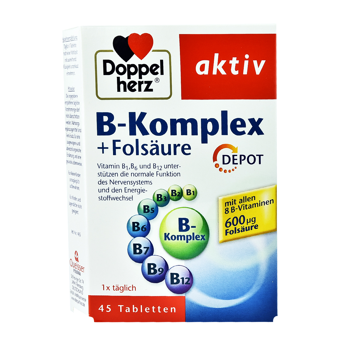 DOPPELHERZ B COMPLEX + FOLIC ACID - 45 TABLETS